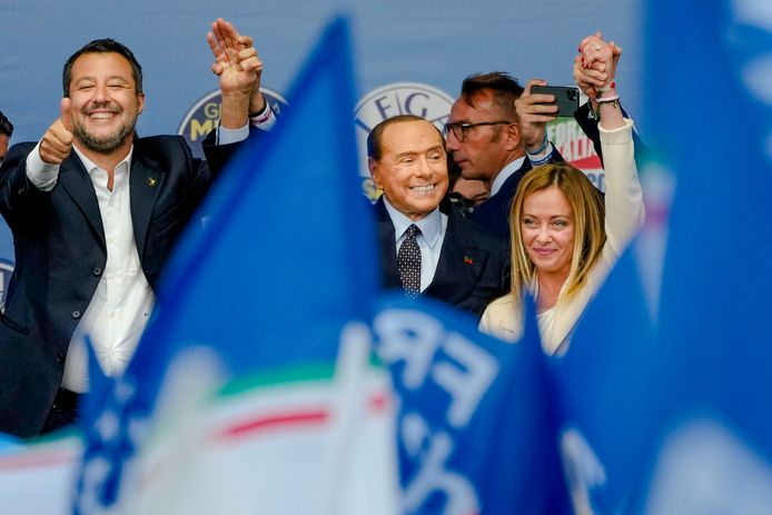 Matteo Salvini van Lega, Silvio Berlusconi van Forza Italia en Giorgia Meloni van Fratelli d'Italia.