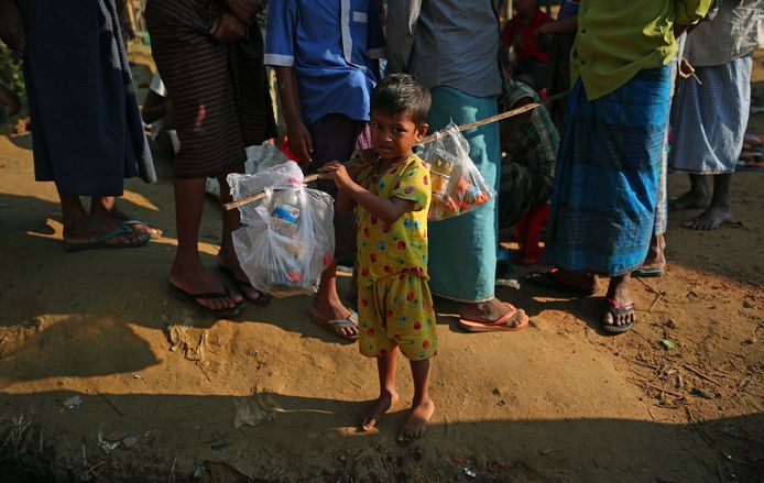 Rohingya-vluchtelingen bij de Bengaalse stad Cox's Bazar.