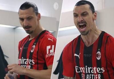 Wanneer Ibrahimovic begint aan z’n titelspeech, wordt het muisstil in Milan-kleedkamer (tot hij plots het kot afbreekt)