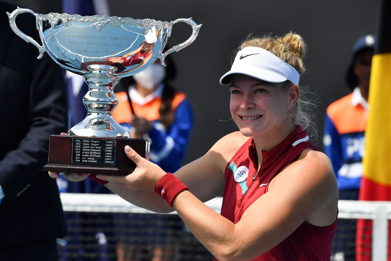 Diede de Groot bij de prijsuitreiking