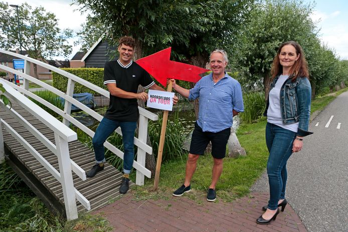 De organisatoren van ‘Noordeloos on Tour’, vlnr: Freek Wallaard, Thijs van der Wal en Esther den Besten.
