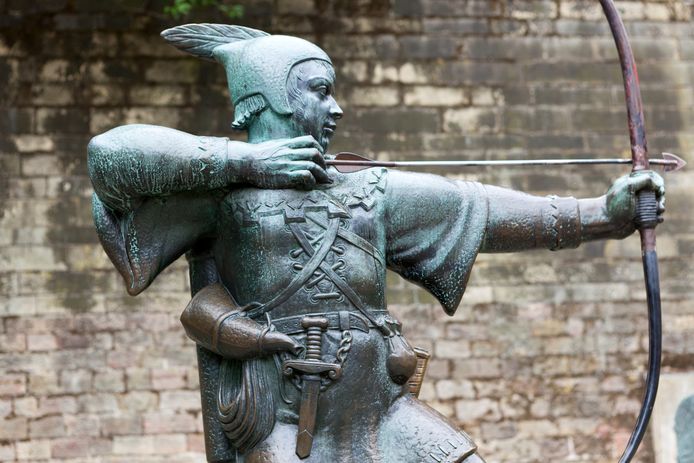 Het standbeeld van Robin Hood in Nottingham.