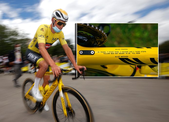 Van der Poel eert opa met tekst knalgele fiets: 'Geel leek niet voorbestemd. Tot nu' | Tour de France | AD.nl