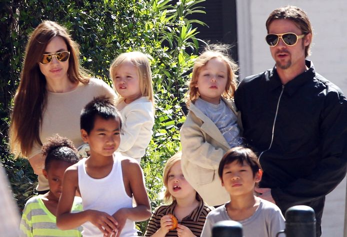 Brad, Angelina en hun kinderen.