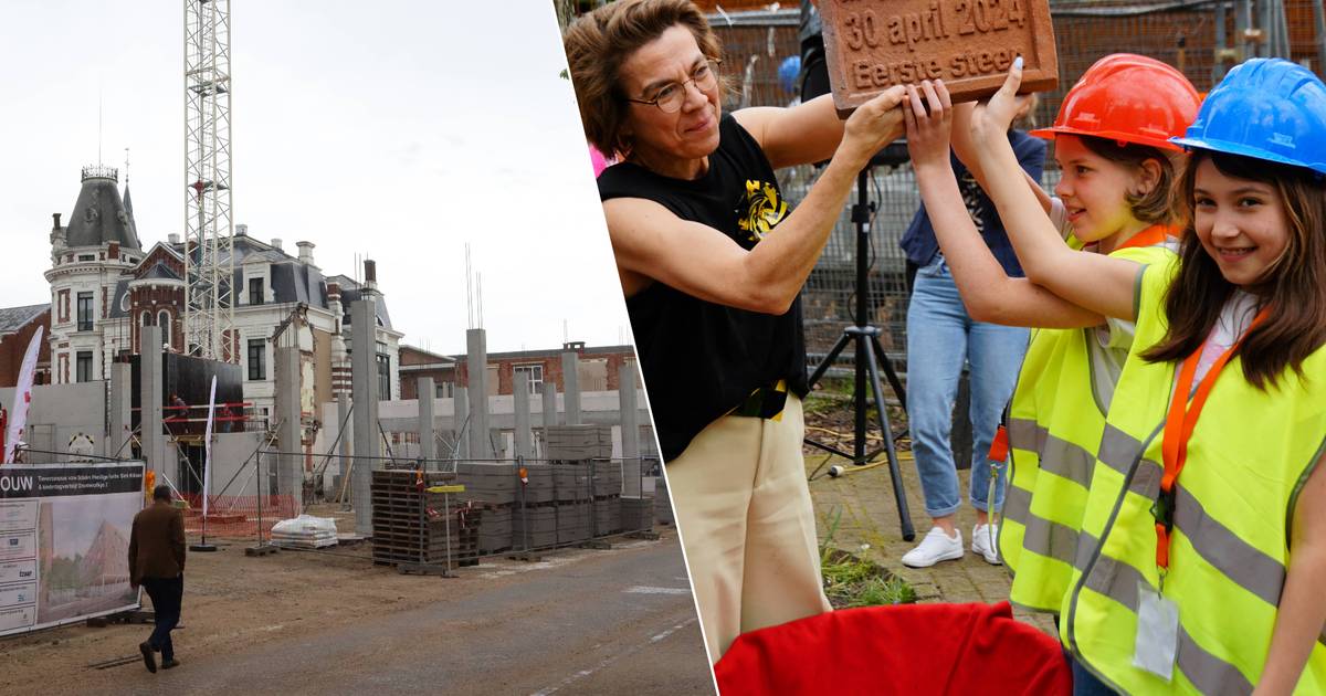Eerste steen gelegd van nieuwe school Heilige Familie: “Dakspeelplaatsen zijn uniek voor Sint-Niklaa