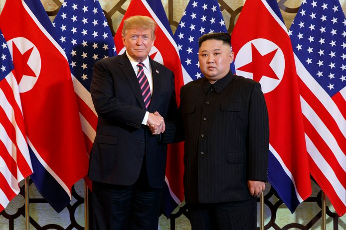 Trump en Kim tijdens een ontmoeting eind februari 2019.