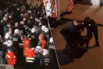 Beelden tonen hoe heethoofden onder Club-fans clashen met Brusselse politie