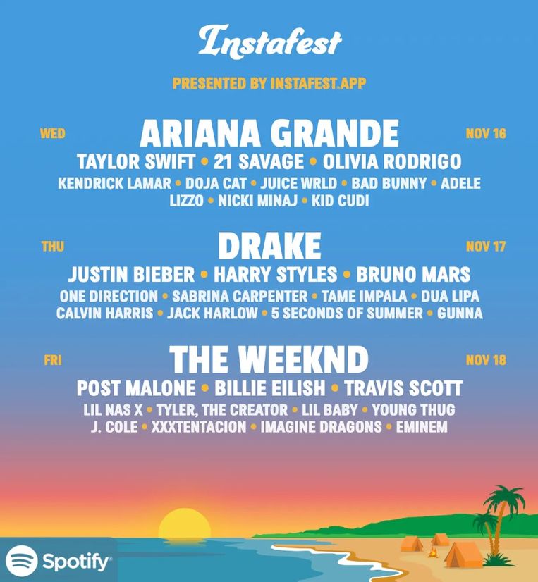 Instafest, een app waar u zelf een festivalposter kan samenstellen. Beeld Instafest