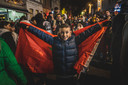 Marokkaanse supporters vieren feest in de Brugse Poort na overwinning tegen Spanje op het WK voetbal