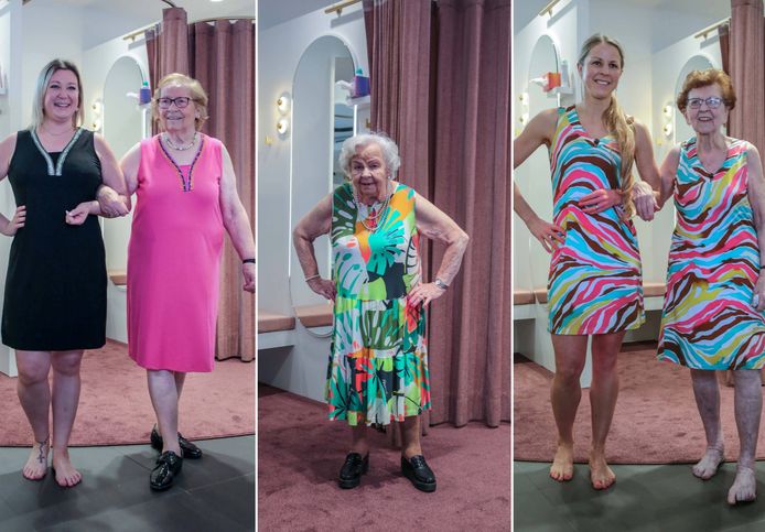 Negentigers Rosa, Maria en Marie-Thérèse waren voor één dag een volleerd fotomodel in lingeriezaak Ohlala in Lendelede.