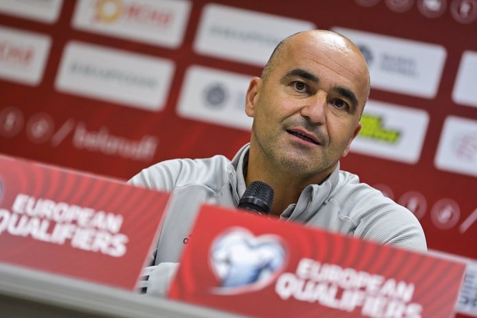 Roberto Martinez en conférence de presse d'avant-match à Kazan, le 7 septembre 2021.