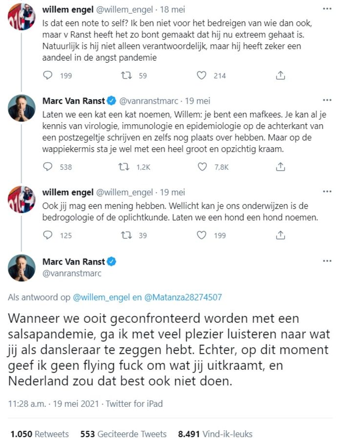 Trollen Starten Nieuwe Actie Tegen Marc Van Ranst Op Twitter Ben Je Nu Trots Dat Je Ook Een Doodsbedreiging Kreeg Buitenland Hln Be