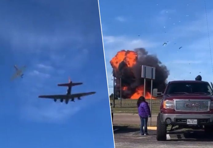 Vliegtuigen botsen tegen elkaar tijdens vliegshow in Dallas.