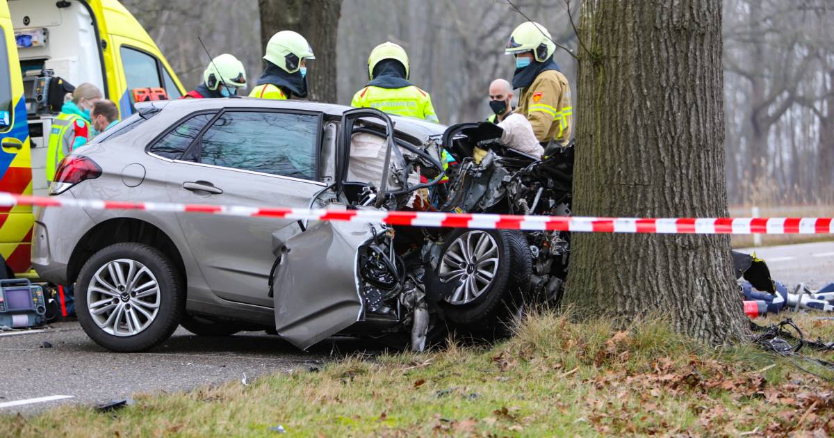 Zwaar ongeluk aan rand van Apeldoorn: motorblok vliegt uit auto, slachtoffer door brandweer bevrijd.