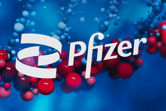 Het Pfizer-logo aan het hoofdkwartier in New York