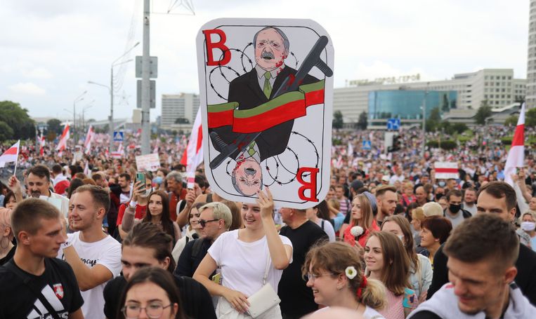 Demonstranten in Minsk. Beeld AFP