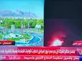 Schermopname van een nieuwsuitzending over de aanval in Isfahan op een Iraanse staatszender.
