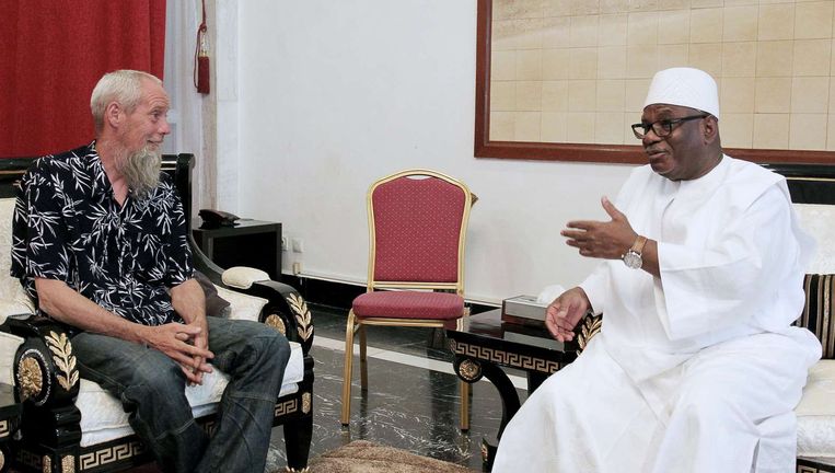 Op bezoek bij de president van Mali, Ibrahim Boubacar Keita, in Bamako. Beeld afp