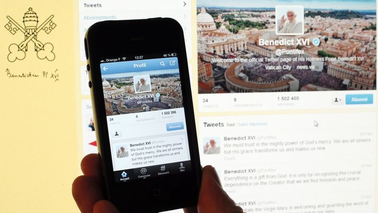 Ja, ook paus Benedictus XVI twittert. Beeld AFP