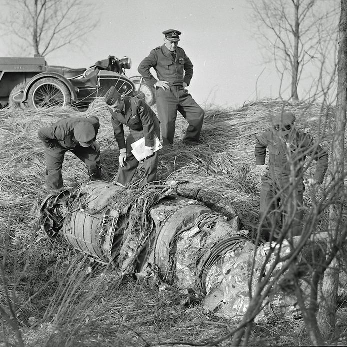 Neergestorte straaljager in Breugel in 1961