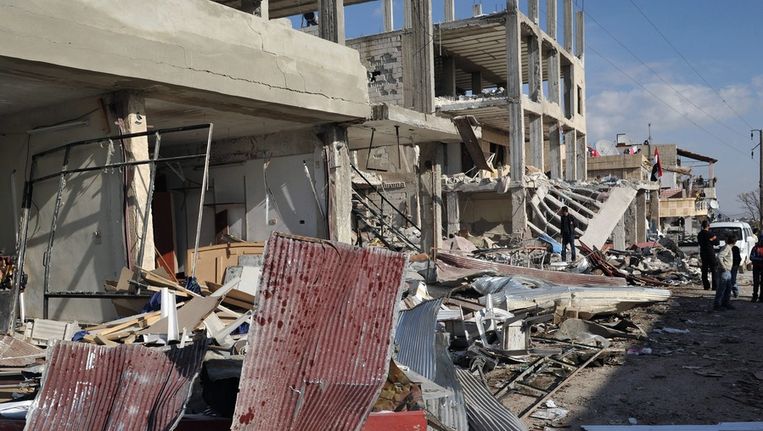 Verwoeste wijk door geweld in Syrië Beeld ANP