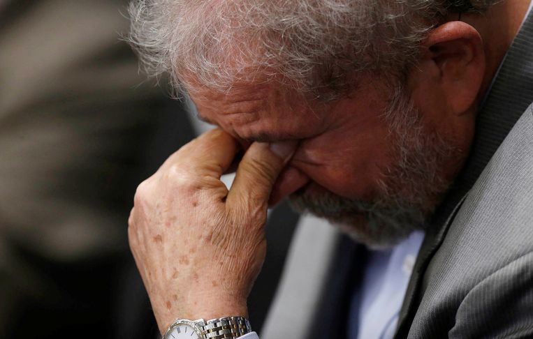 De Braziliaanse oud-president Luiz Inacio Lula da Silva tijdens het afzettingsproces van Dilma Rousseff op 29 augustus. 
 Beeld REUTERS