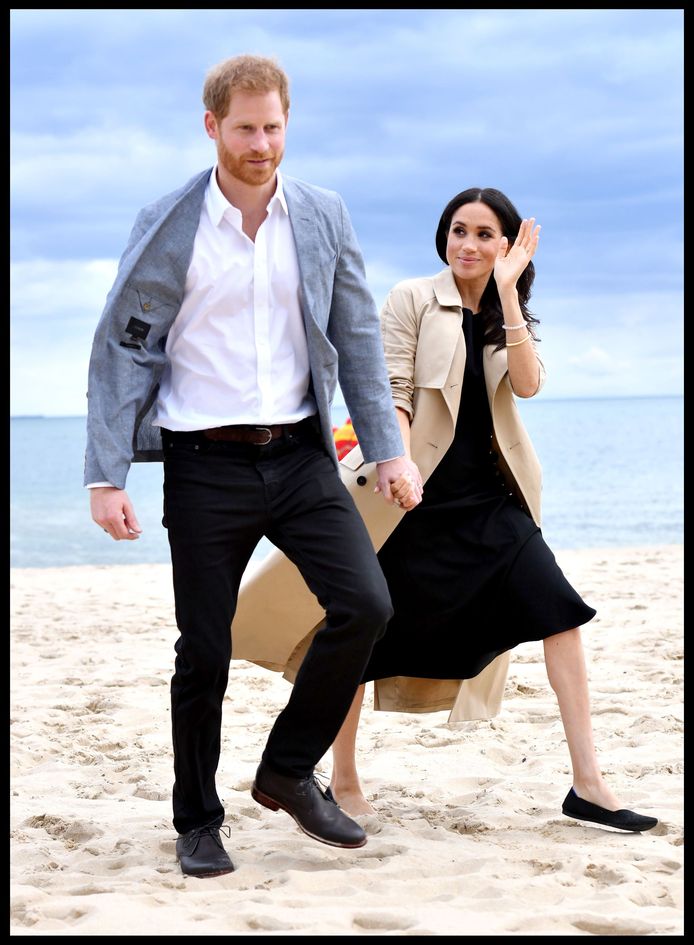 Prins Harry en Meghan op het strand van Melbourne