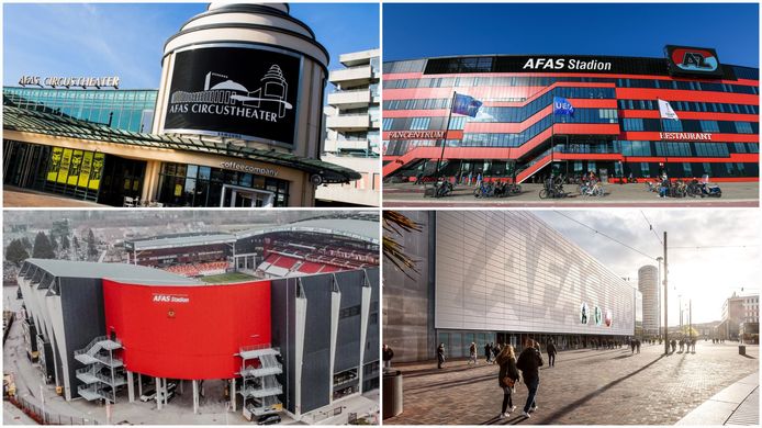 De 'grote vier' sponsoring van softwarebedrijf Afas: het Circustheater in Scheveningen, het AZ-stadion in Alkmaar, het Afas-stadion in Mechelen (België) en het Afas Live in Amsterdam.