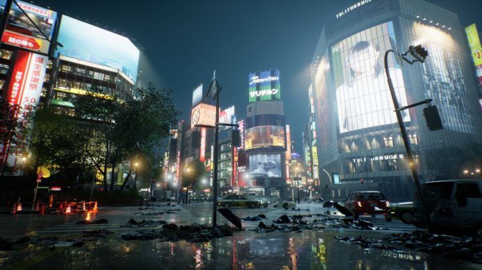 Het doodse Shibuya-district in Tokio.