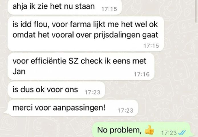 Knack ha ottenuto il traffico WhatsApp tra il governo del Primo Ministro Alexander de Croo (Open Vld) e il Segretario di Stato per il Bilancio Eva de Bleeker (Open Vld).