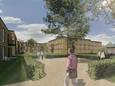 Impressie van de wooncampus voor arbeidsmigranten achter de Collse Hoeve in Nuenen.