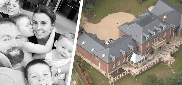 Wayne Rooney met zijn gezin en de nieuwe villa.