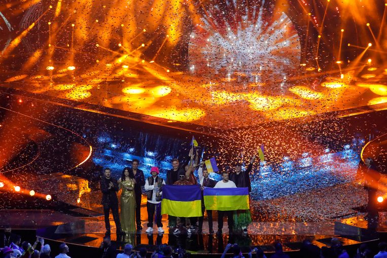 Kalush Orchestra, de Oekraïense winnaars van het Eurovisiesongfestival dit jaar. Beeld REUTERS