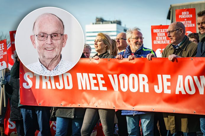 Demonstratie voor een beter pensioen in Utrecht op 12 februari 2022 met onder andere SP-leider (Lilian Marijnissen). Inzet: Joop Beuting.