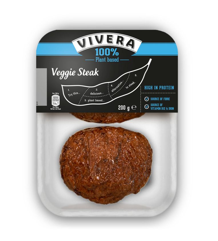 Vivera Veggie Steak, 100 procent plantaardige biefstuk. Beeld Vivera