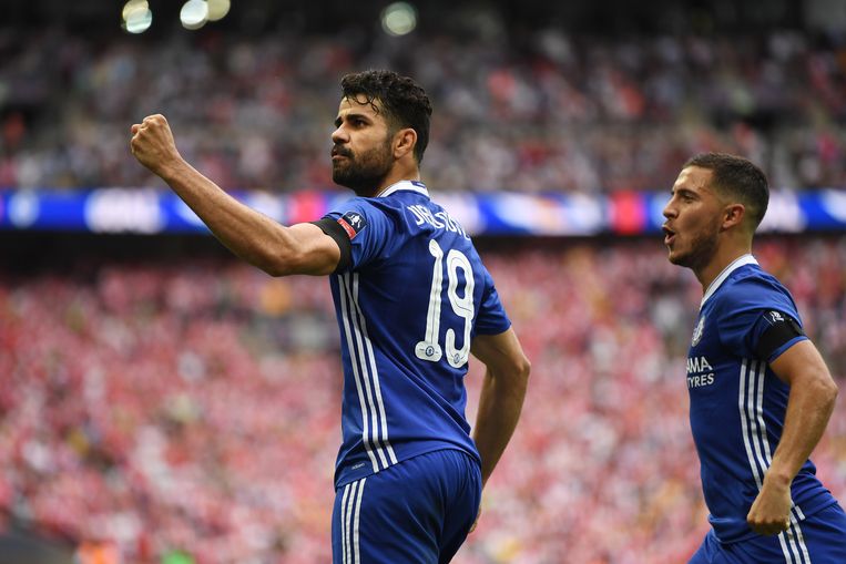 Diego Costa scoorde de gelijkmaker zaterdag op Wembley in de FA Cup finale, maar dat volstond niet voor Chelsea. Beeld Getty Images