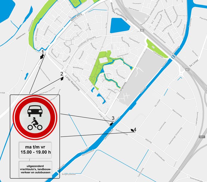 De afsluitingen aan de rand van Vianen, moeten voorkomen dat verkeer 'sluipt' naar Lexmond.