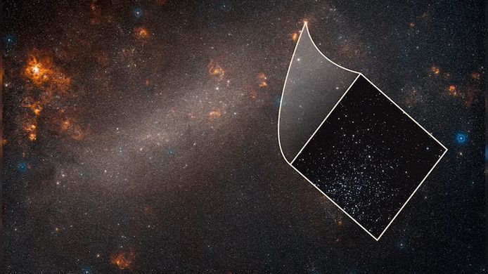 Een beeld van de Grote Magelhaense Wolk, genomen door Hubble. De Grote Magelhaense Wolk is een naburig sterrenstelsel waar Hubble de pulserende sterren heeft bestudeerd.