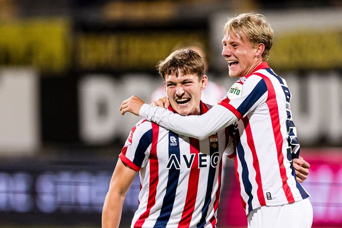 Thijs Osting (left) celebrates his goal after it was won.