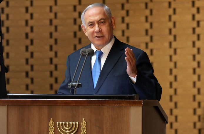 De Israëlische premier Benjamin Netanyahu tijdens een speech op 10 oktober van dit jaar.