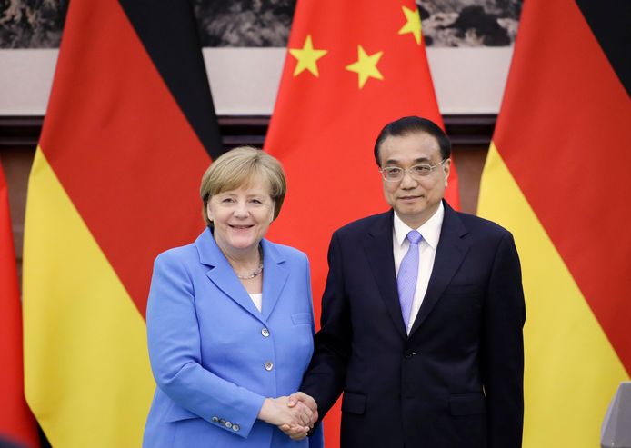 De Duitse bondskanselier Angela Merkel en de Chinese premier Li Keqiang.