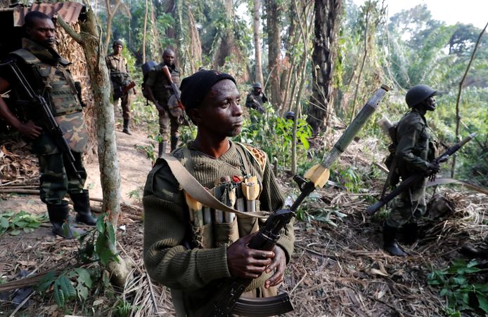 Congolese soldaten in een kamp van ADF-rebellen (archiefbeeld).
