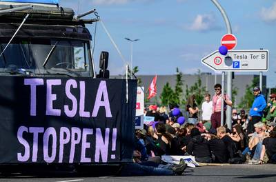 Police deployed to camp of protesters against Tesla factory expansion near Berlin