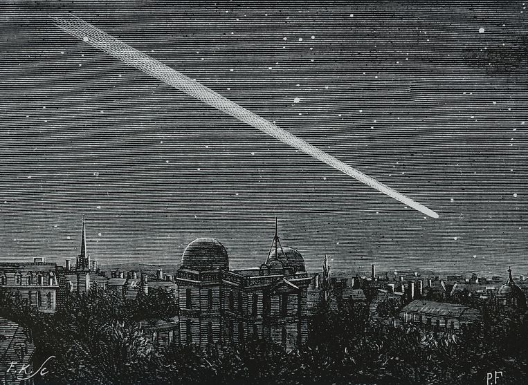 Gravure van de grote komeet in 1843.  Beeld Universal Images Group via Getty