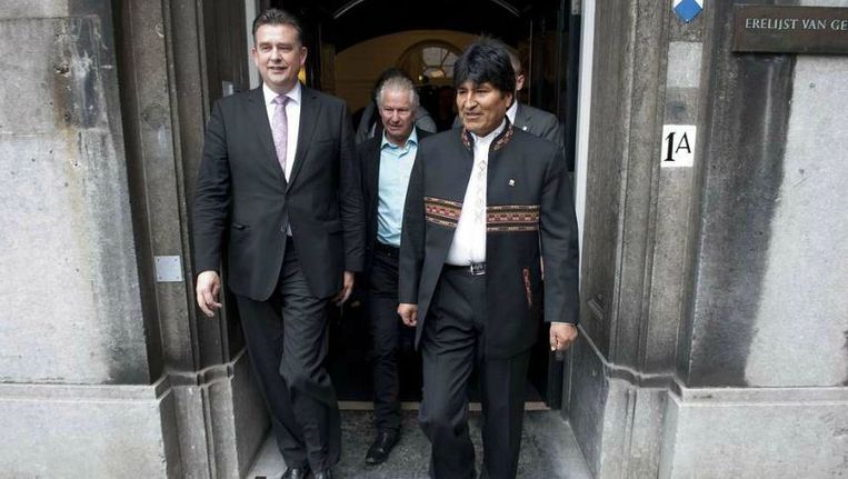 SP-leider Emile Roemer ontving in juni de Boliviaanse president Evo Morales. Beeld ANP
