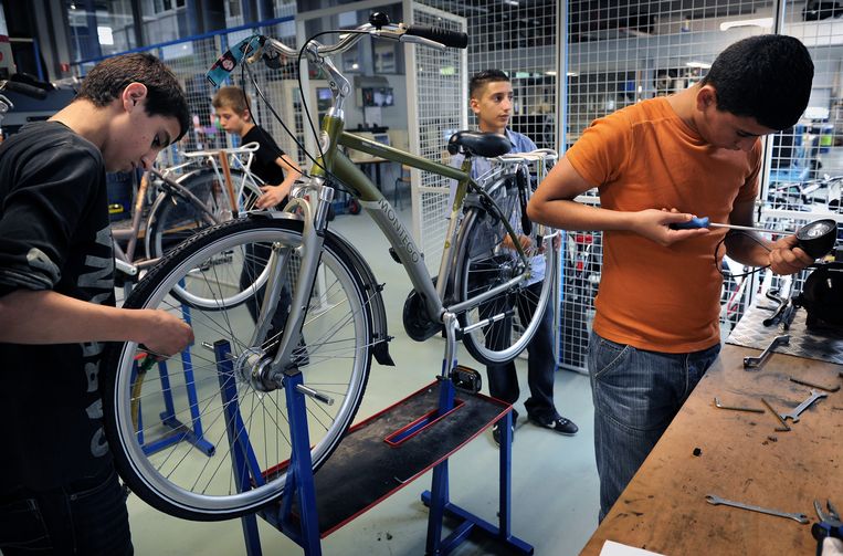 Vmbo-scholieren van het Haags Vakcollege. Beeld Marcel van den Bergh
