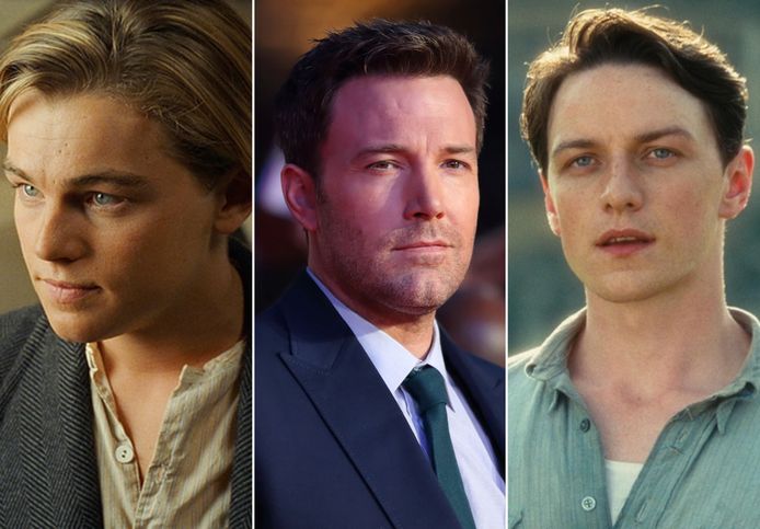 Van L naar R: Leonardo DiCaprio als Jack in ‘Titanic’, Ben Affleck en James McAvoy.