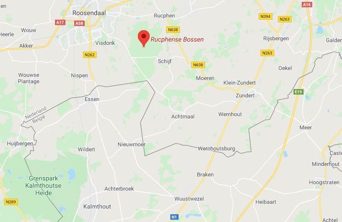 Politie zocht naar het lichaam van Leemans in de Rucphense Bossen, net over de grens bij Essen.