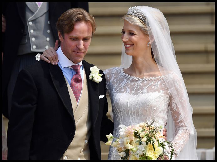 Lady Gabriella Windsor en Thomas Kingston tijdens hun huwelijk in mei 2019.