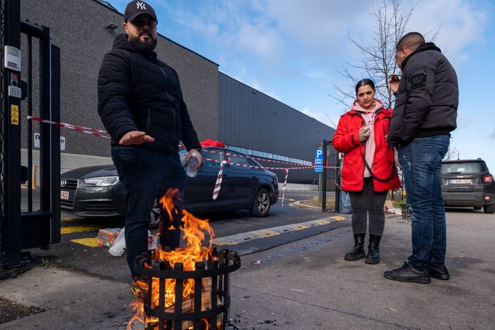 Grève à l’entrepôt de la chaîne de magasins de sport Decathlon à Willebroek, près d’Anvers.